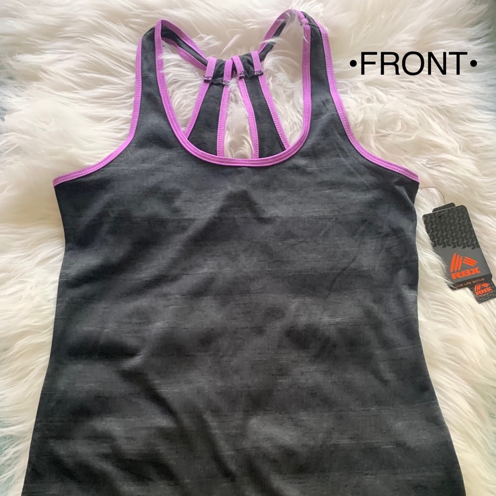 Drk grey woman RBX dri fit active tank top size SM